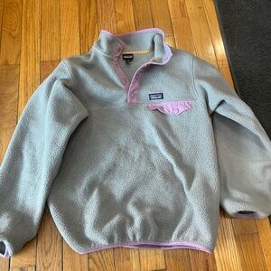 Patagonia Kids Gray and Purple Fleece Jacket